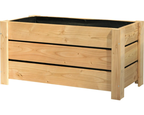 Hochbeet aus Holz mit schwarzem Innenfutter