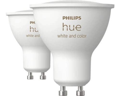 Spot Philips hue WCA à intensité lumineuse variable GU10/4,2W white & Color 2 pièces