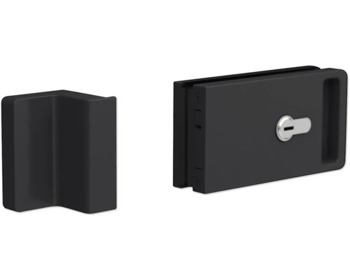 Serrure de porte vitrée coulissante Pertura Guro cylindre profilé préparé noir Loquet de clôture d''intimité avec protection d''angle