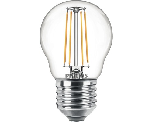 Ampoule sphérique LED P45 transparente E27/4,3W(40W) 470 lm 2700 K blanc chaud