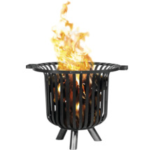 Feuerkorb mit brennendem Holz