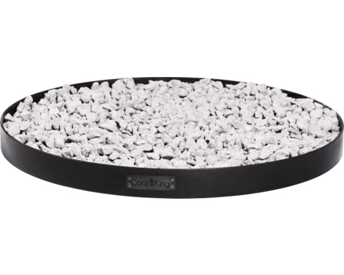 Runde Feuerschale gefüllt mit Lavasteinen