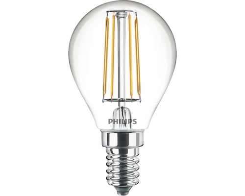 Ampoule sphérique LED P45 transparente E14/4,3W(40W) 470 lm 2700 K blanc chaud