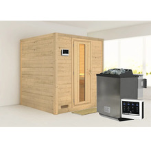 Holzsauna mit Saunaofen und Steuerung