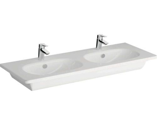 Lavabo double VitrA Zentrum 120,5 x 46,5 cm blanc brillant émaillé 7795B003-0001