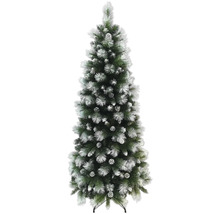 Sapin de Noël artificiel avec neige et pommes de pin