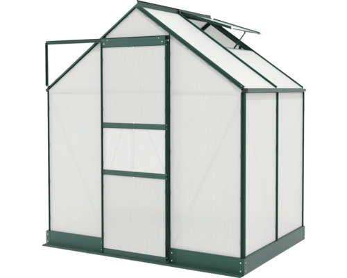 Gewächshaus mit Dachfenster und Tür