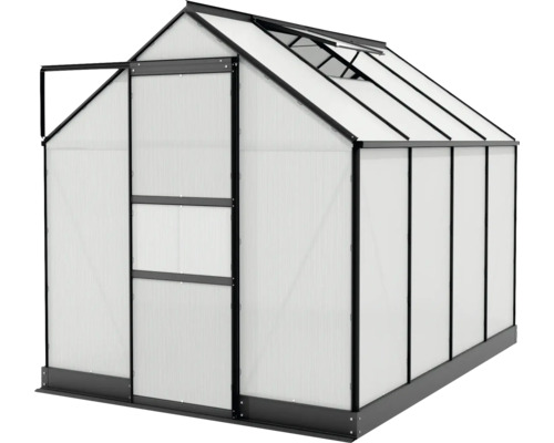 Gewächshaus mit Schiebetür und Dachfenster