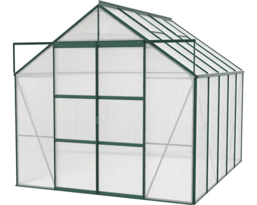 Gewächshaus mit Polycarbonatplatten und Metallrahmen