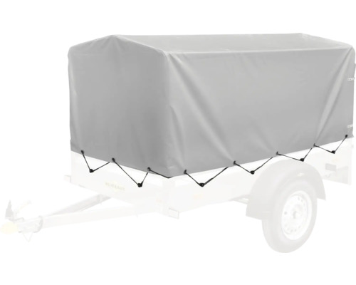 Bâche et arceaux Humbaur pour Steely gris pour hauteur de chargement 100 cm Bâche grise sur une remorque pour la protection du chargement