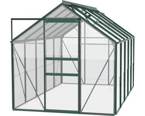 Serre avec porte ouverte pour le jardin