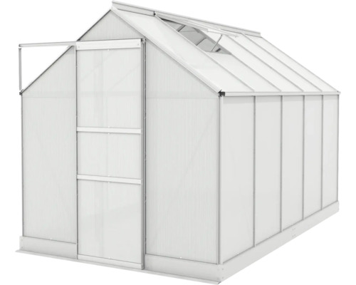 Gewächshaus mit Schiebetür und Dachfenster