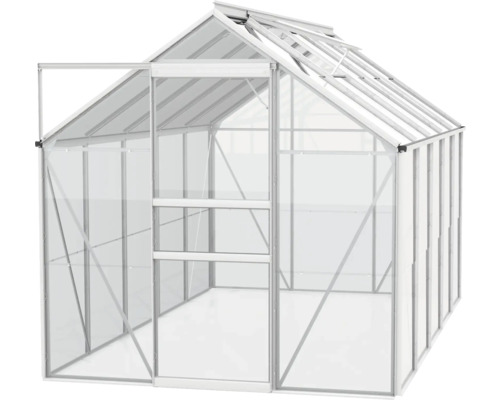 Serre avec porte ouverte et lucarne