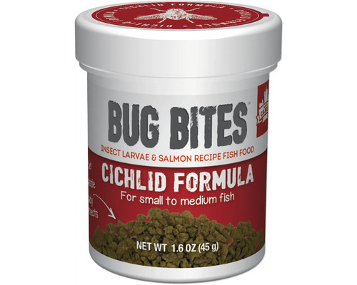 Granulatfutter Aquarium Fluval Bug Bites Cichliden S-M 45 g Granulat für Cichliden mit hohem Insektenanteil Bug Bites Cichlid Formula Fischfutter für kleine bis mittelgroße Fische, 45 Gramm