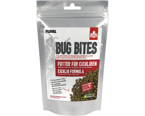 Granulatfutter Aquarium Fluval Bug Bites Cichliden M-L 100 g Pellets für Cichliden mit hohem Insektenanteil Fluval Bug Bites Cichlid Formula Fischfutter Packung