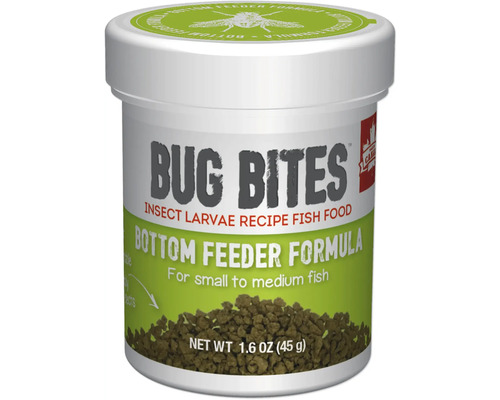 Granulatfutter Aquarium Fluval Bug Bites Bodenfressender S-M 45 g für am Boden fressende Fische mit hohem Insektenanteil Bug Bites Insektenlarven Rezept Fischfutter für Bodenfresser, Nettogewicht 45 Gramm