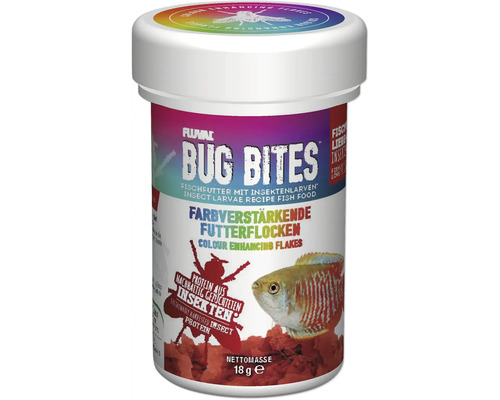 Trockenfutter Aquarium Fluval Bug Bites Colour Enhancing Flakes 100 ml farbverstärkende Futterflocken mit hohem Insektenanteil Fluval Bug Bites Fischfutter mit Insektenlarven, 18 Gramm