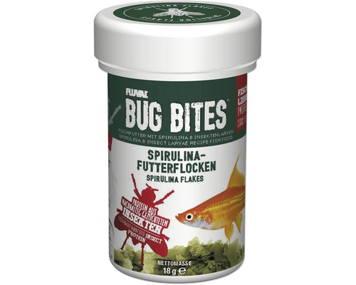 Flockenfutter Aquarium Fluval Bug Bites Spirulina Flakes 100 ml Spirulina Algen Futterflocken mit hohem Insektenanteil Fluval Bug Bites Spirulina-Futterflocken für Fische, Nettomasse 18 g