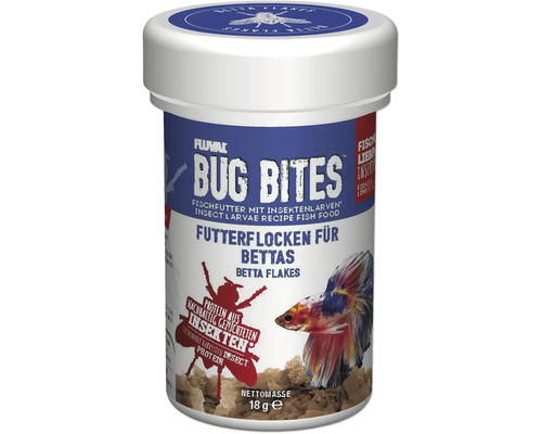 Trockenfutter Aquarium Fluval Bug Bites Betta Color 100 ml Futterflocken für Bettas mit hohem Insektenanteil Fluval Bug Bites Betta Fischfutter mit Insektenlarven, 18 Gramm