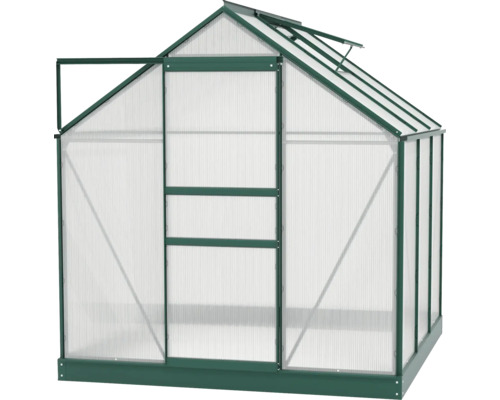 Serre avec porte ouverte et fenêtre de toit