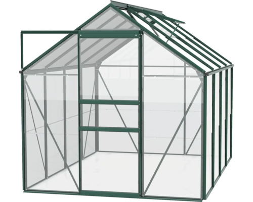 Serre avec porte ouverte pour le jardin