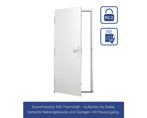 Porte de sécurité ouverte avec norme de sécurité RC2 et protection thermique