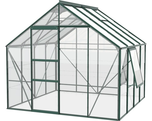 Serre avec cadre en acier et fenêtre