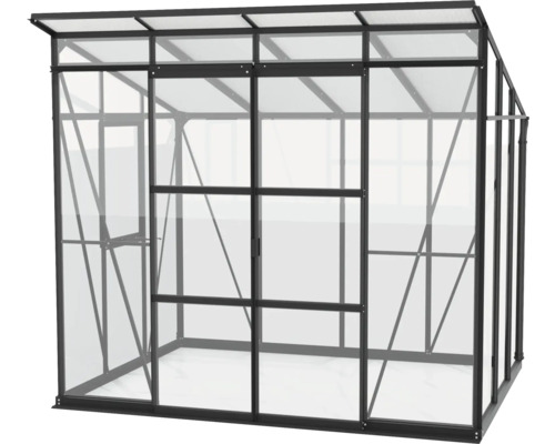 Gewächshaus mit Metallrahmen und Glaswänden