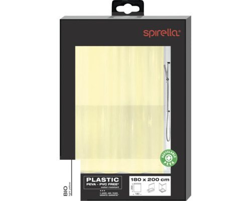 Rideau de douche Spirella en PEVA, environ 180 x 200 cm