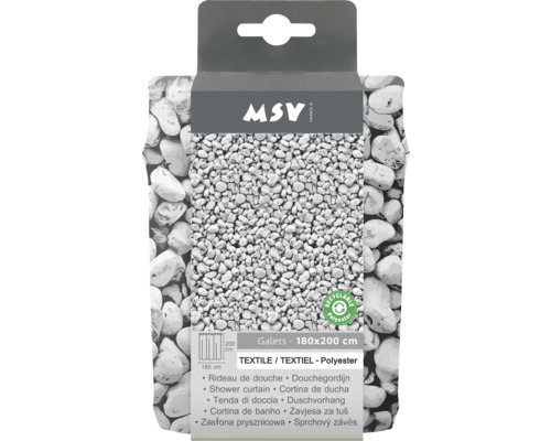 MSV Duschvorhang mit Steinmuster, 180 mal 200 Zentimeter