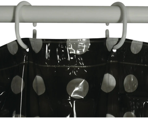 Duschvorhang mit Ringaufhängung und Punktmuster