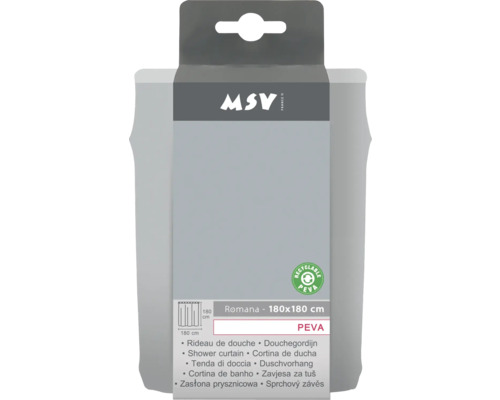 Emballage d''un rideau de douche MSV en PEVA, dimension 180x180 cm