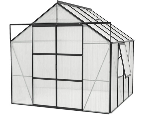 Serre avec cadre en acier et panneaux en polycarbonate