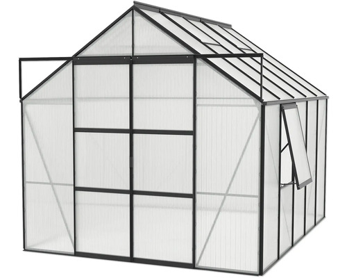 Serre avec porte et fenêtre ouvertes pour le jardinage