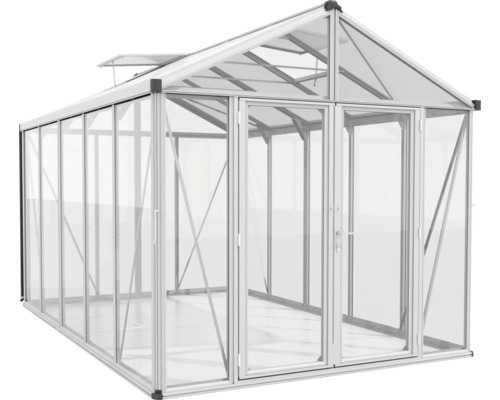 Gewächshaus mit Aluminiumrahmen und Glaspaneelen
