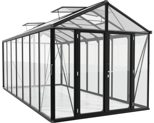 Serre avec fenêtres et porte