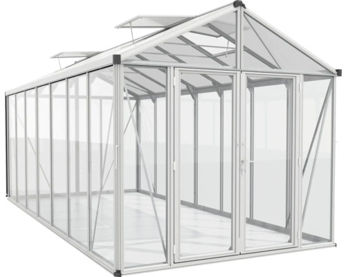 Gewächshaus mit Aluminiumrahmen und Glaspaneelen