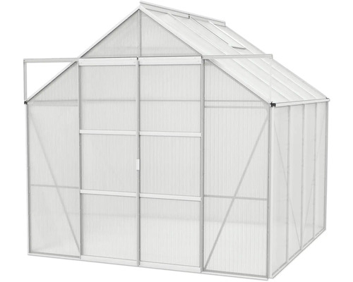 Serre avec panneaux en polycarbonate et cadre en aluminium