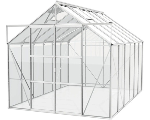 Gewächshaus mit geöffneter Tür für den Garten