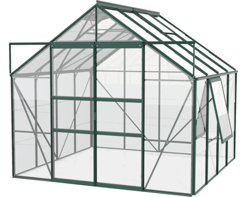 Gewächshaus mit geöffnetem Fenster für den Garten