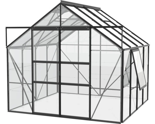 Gewächshaus mit Glas und Metallrahmen