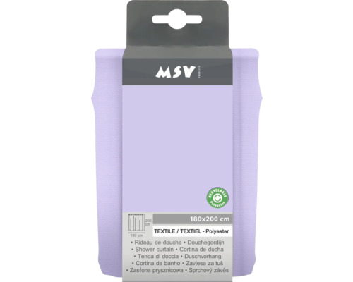 MSV Duschvorhang aus Textil und Polyester, 180x200 cm