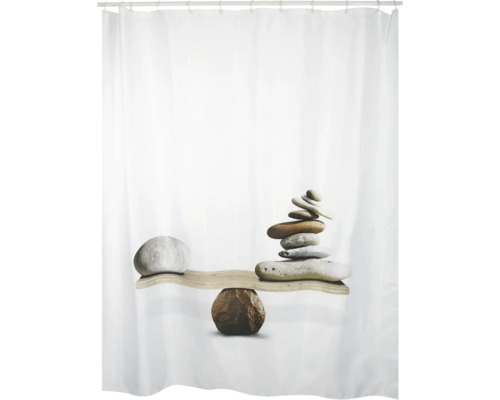 Rideau de douche avec motif de pierres pour salle de bain