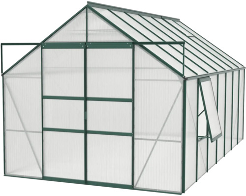 Serre avec plaques en polycarbonate et cadre en acier