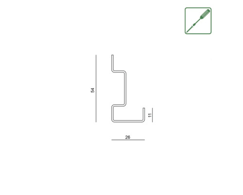 Technische Zeichnung eines Montageprofils mit Maßangaben