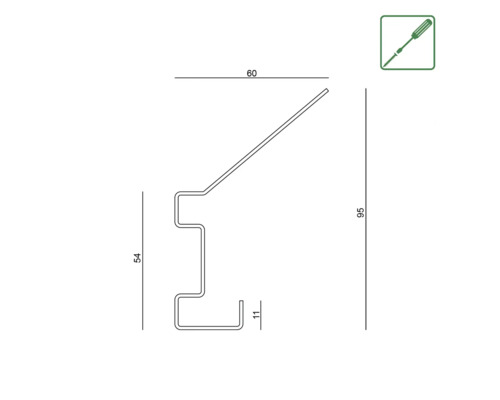 Technische Zeichnung eines Profils mit Maßangaben