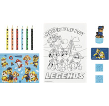 Paw Patrol Set avec stylos, page de coloriage, autocollants, tampon et encreur