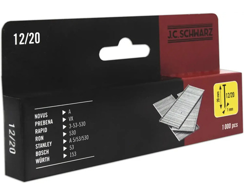 J.C. Schwarz Klammern Typ 12/20, 1000 Stück