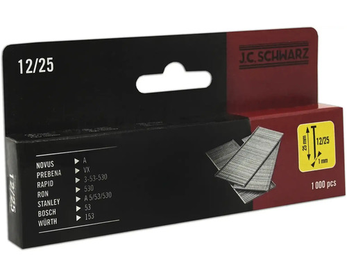 Stauchkopfnagel JC Schwarz 12/25, 1 000 Stk J.C. Schwarz Heftklammern 12/25, Packung mit 1000 Stück