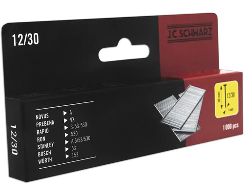 J.C. Schwarz Klammern 12/30, Packung mit 1000 Stück